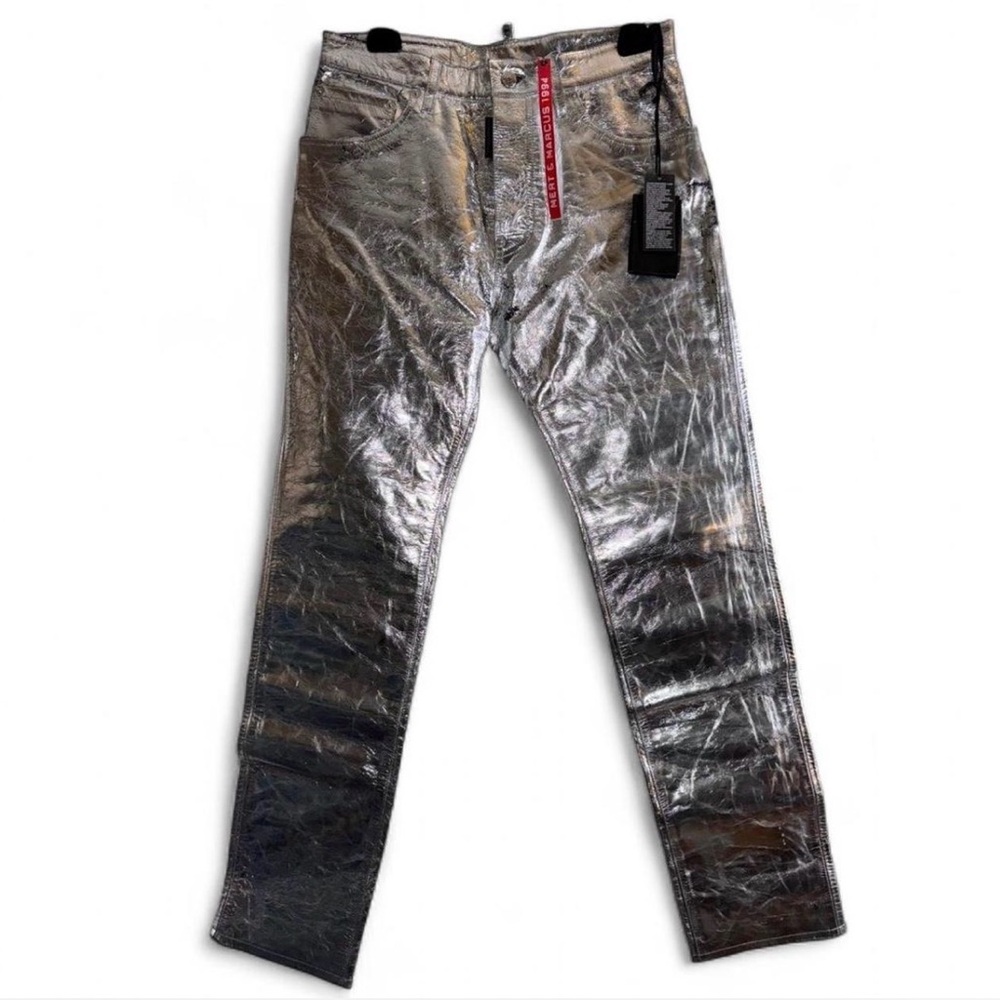 Dsquared2 silver metallic leather jeans - Picture 2 of 9